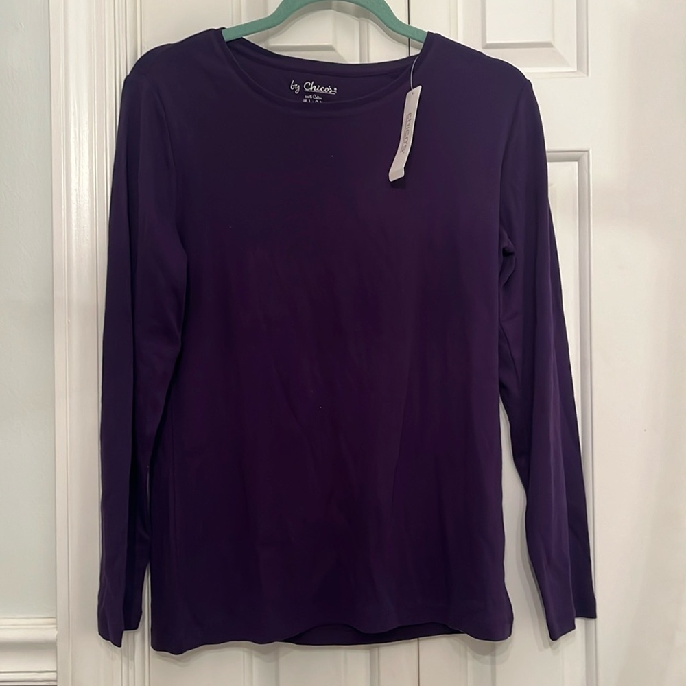 Chico’s Basic Knit Purple Long Sleeve Shirt